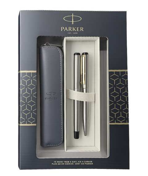 Set Parker Vector Metal SS CT – stilou + pix, casetă cu fereastră și etui